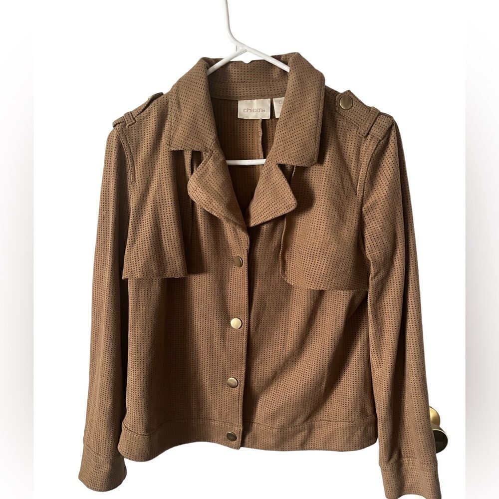 Chicos Perforated Micro Suede Jacket Size 0/ Size US Small 4